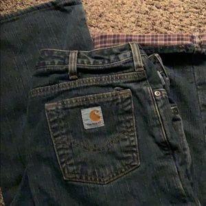 Carhartt fleece lined jeans.